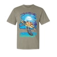 thumbnail image 1 of Wild Bobby, Swimming Sea Turtle, Garment-Dyed Washed Look Short Sleeve Tees, Sand, Small, 1 of 3