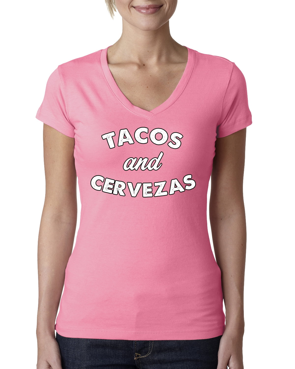 Wild Bobby Tacos and Cervezas Cinco De Mayo Women Junior Fit V-Neck Tee ...