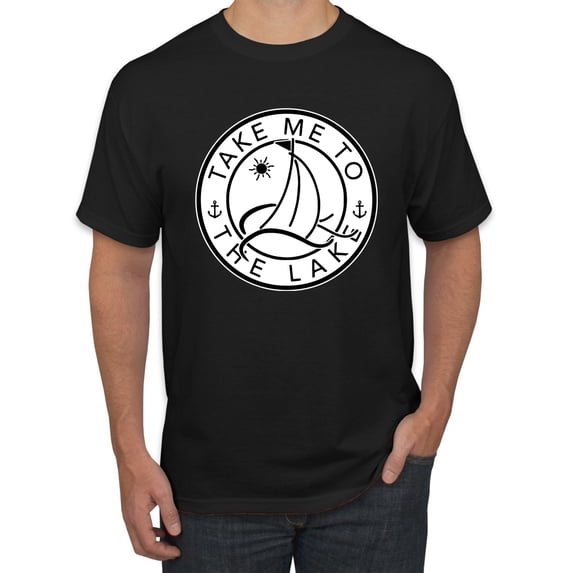 Wild Bobby, Take Me To The Lake, Men Graphic Tee, Black, Small