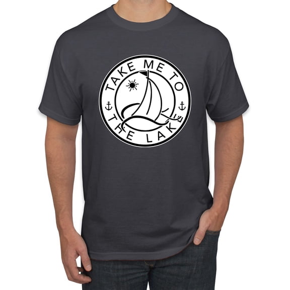 Wild Bobby, Take Me To The Lake, Men Graphic Tee, Charcoal, Large