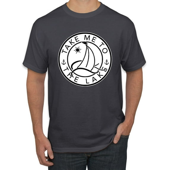 Wild Bobby, Take Me To The Lake, Men Graphic Tee, Charcoal, Small