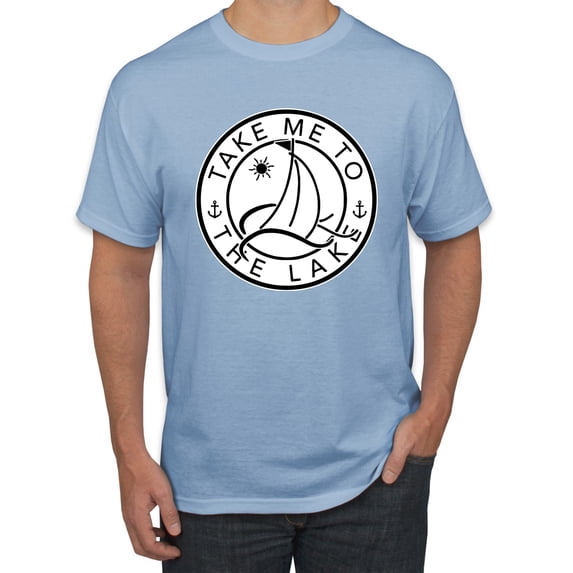 Wild Bobby, Take Me To The Lake, Men Graphic Tee, Light Blue, 3X-Large