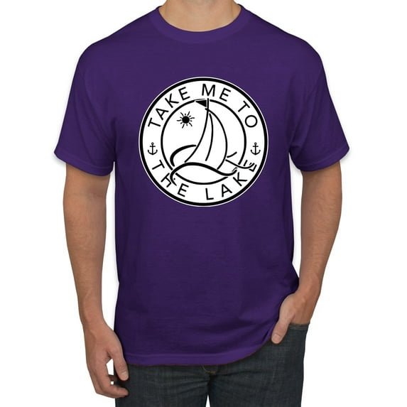 Wild Bobby, Take Me To The Lake, Men Graphic Tee, Purple, X-Large