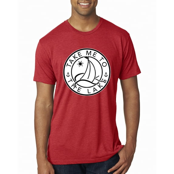 Wild Bobby, Take Me To The Lake, Men Premium Tri Blend Tee, Vintage Red, Small