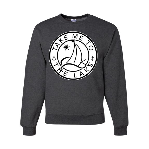 Wild Bobby, Take Me To The Lake, Unisex Crewneck Graphic Sweatshirt, Heather Black, Large