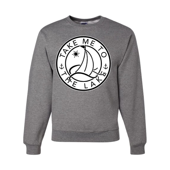 Wild Bobby, Take Me To The Lake, Unisex Crewneck Graphic Sweatshirt, Heather Grey, X-Large