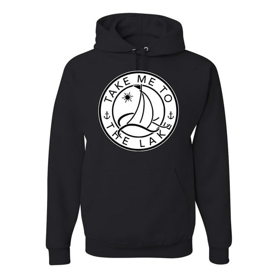 Wild Bobby, Take Me To The Lake, Unisex Graphic Hoodie Sweatshirt, Black, Small