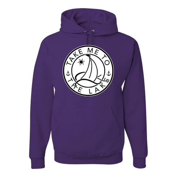 Wild Bobby, Take Me To The Lake, Unisex Graphic Hoodie Sweatshirt, Purple, XX-Large