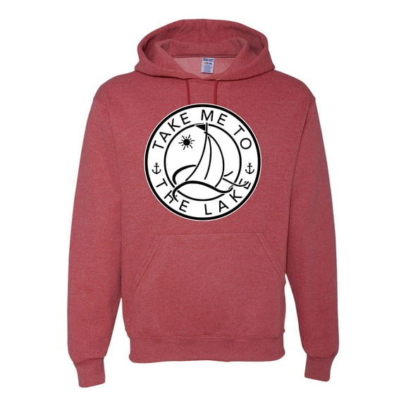 Wild Bobby, Take Me To The Lake, Unisex Graphic Hoodie Sweatshirt, Vintage Heather Red, XX-Large