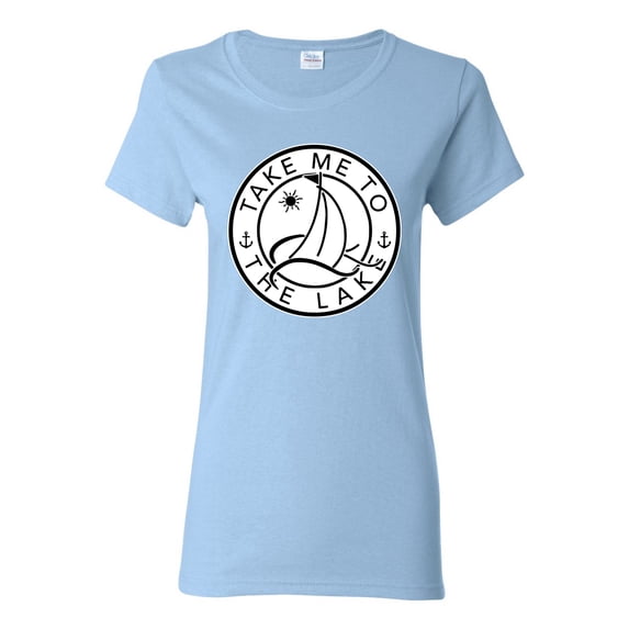 Wild Bobby, Take Me To The Lake, Women Graphic Tee, Light Blue, 3X-Large