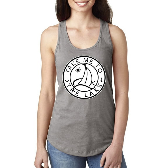 Wild Bobby, Take Me To The Lake, Women Racerback Tank Top, Heather Grey, Small