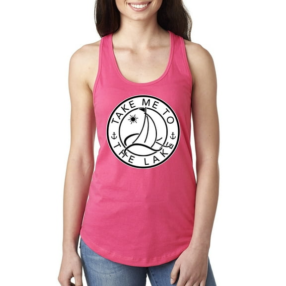 Wild Bobby, Take Me To The Lake, Women Racerback Tank Top, Hot Pink, Small