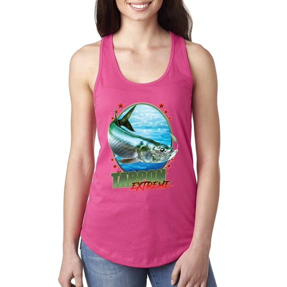 Wild Bobby, Tarpon Extreme Ladies Racerback Tank Top, Raspberry, Medium