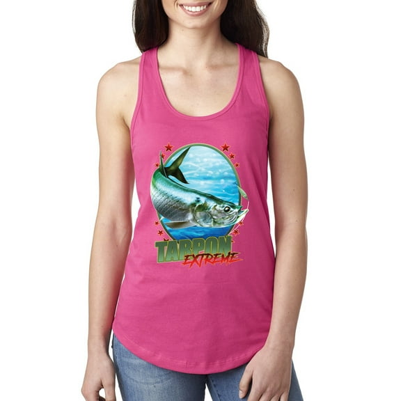 Wild Bobby, Tarpon Extreme Ladies Racerback Tank Top, Raspberry, X-Large