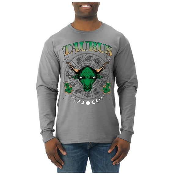Wild Bobby Taurus the Bull, Earth Sign April 19 May 20, Constellations Horoscope Zodiac Birthday Birth Month Stone Gift for Men Women Long Sleeve Shirt