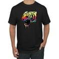 thumbnail image 1 of Wild Bobby, Technicolor Colorful Tiger Roaring, Animal Lover, Men Graphic Tees, Black, Medium, 1 of 3