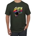 thumbnail image 1 of Wild Bobby, Technicolor Colorful Tiger Roaring, Animal Lover, Men Graphic Tees, Forest Green, 3XL, 1 of 3