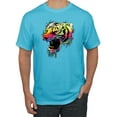 thumbnail image 1 of Wild Bobby, Technicolor Colorful Tiger Roaring, Animal Lover, Men Graphic Tees, Light Turquoise, 2XL, 1 of 3