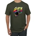 thumbnail image 1 of Wild Bobby, Technicolor Colorful Tiger Roaring, Animal Lover, Men Graphic Tees, Military Green, 2XL, 1 of 3