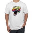thumbnail image 1 of Wild Bobby, Technicolor Colorful Tiger Roaring, Animal Lover, Men Graphic Tees, White, Large, 1 of 3