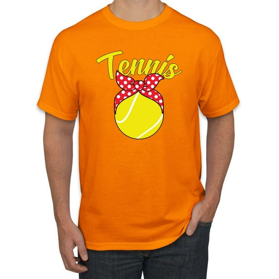 Wild Bobby, Tennis Mom Cute Bow Ribbon Tennis Ball, Mother's Day, Men Graphic T-Shirt, Orange, Medium