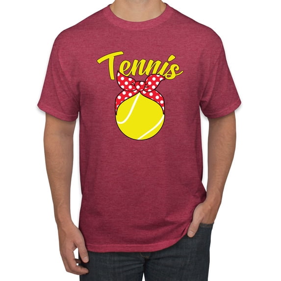 Wild Bobby, Tennis Mom Cute Bow Ribbon Tennis Ball, Mother's Day, Men Graphic T-Shirt, Vintage Heather Red, Medium