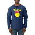 thumbnail image 1 of Wild Bobby, Tennis Mom Cute Bow Ribbon Tennis Ball, Mother's Day, Men Long Sleeve Shirt, Navy, Medium, 1 of 3