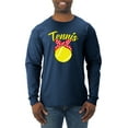 thumbnail image 1 of Wild Bobby, Tennis Mom Cute Bow Ribbon Tennis Ball, Mother's Day, Men Long Sleeve Shirt, Vintage Heather Navy, Small, 1 of 3
