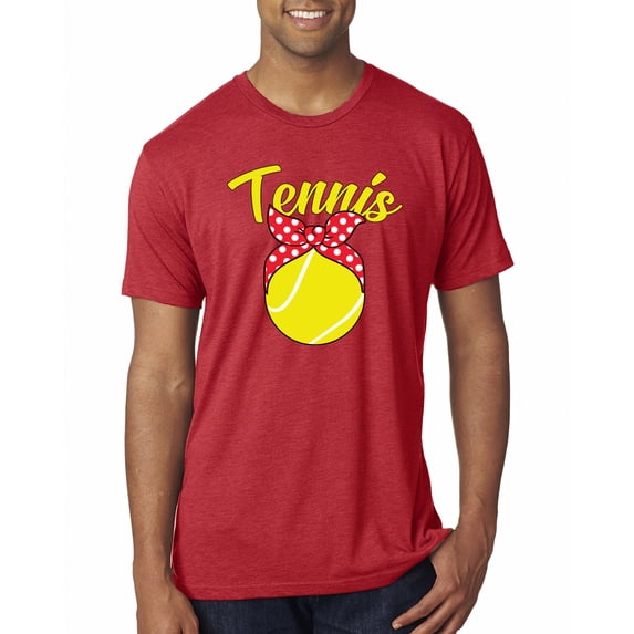Wild Bobby, Tennis Mom Cute Bow Ribbon Tennis Ball, Mother's Day, Men Premium Tri Blend T-Shirt, Vintage Red, 2XL