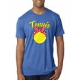 thumbnail image 1 of Wild Bobby, Tennis Mom Cute Bow Ribbon Tennis Ball, Mother's Day, Men Premium Tri Blend T-Shirt, Vintage Royal, Medium, 1 of 3