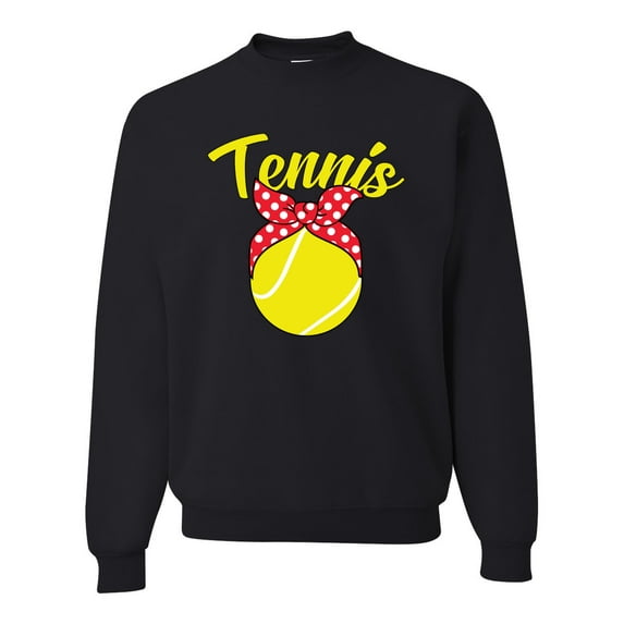 Wild Bobby, Tennis Mom Cute Bow Ribbon Tennis Ball, Mother's Day, Unisex Crewneck Graphic Sweatshirt, Black, Small