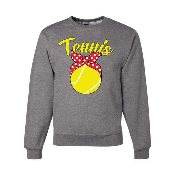 Wild Bobby, Tennis Mom Cute Bow Ribbon Tennis Ball, Mother's Day, Unisex Crewneck Graphic Sweatshirt, Heather Grey, 3XL