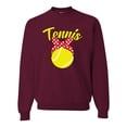 thumbnail image 1 of Wild Bobby, Tennis Mom Cute Bow Ribbon Tennis Ball, Mother's Day, Unisex Crewneck Graphic Sweatshirt, Maroon, Small, 1 of 3