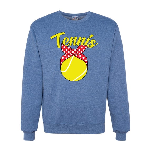Wild Bobby, Tennis Mom Cute Bow Ribbon Tennis Ball, Mother's Day, Unisex Crewneck Graphic Sweatshirt, Vintage Heather Blue, X-Large