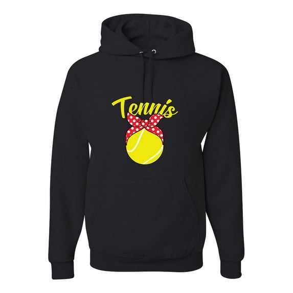 Wild Bobby, Tennis Mom Cute Bow Ribbon Tennis Ball, Mother's Day, Unisex Graphic Hoodie Sweatshirt, Black, Small