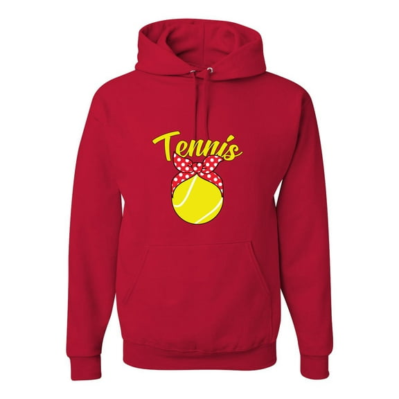 Wild Bobby, Tennis Mom Cute Bow Ribbon Tennis Ball, Mother's Day, Unisex Graphic Hoodie Sweatshirt, Red, 2XL