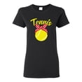 thumbnail image 1 of Wild Bobby, Tennis Mom Cute Bow Ribbon Tennis Ball, Mother's Day, Women Graphic T-Shirt, Black, Small, 1 of 3