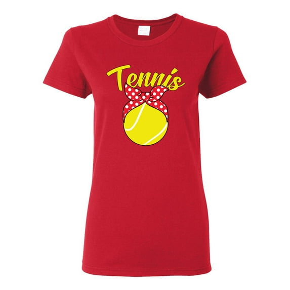 Wild Bobby, Tennis Mom Cute Bow Ribbon Tennis Ball, Mother's Day, Women Graphic T-Shirt, Red, Large