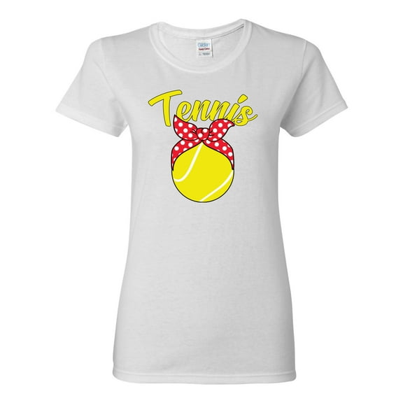 Wild Bobby, Tennis Mom Cute Bow Ribbon Tennis Ball, Mother's Day, Women Graphic T-Shirt, White, 2XL