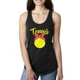 thumbnail image 1 of Wild Bobby, Tennis Mom Cute Bow Ribbon Tennis Ball, Mother's Day, Women Racerback Tank Top, Black, Small, 1 of 3