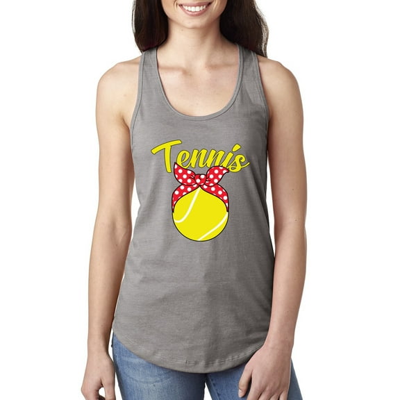 Wild Bobby, Tennis Mom Cute Bow Ribbon Tennis Ball, Mother's Day, Women Racerback Tank Top, Heather Grey, Large
