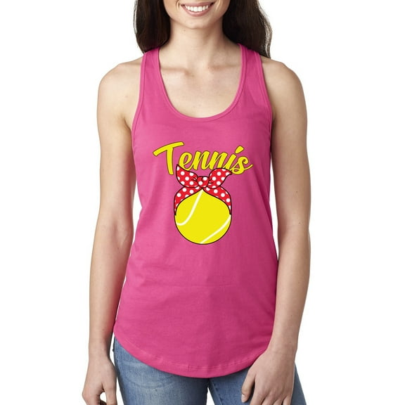 Wild Bobby, Tennis Mom Cute Bow Ribbon Tennis Ball, Mother's Day, Women Racerback Tank Top, Raspberry, X-Large