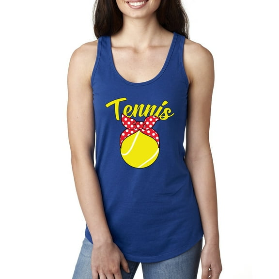 Wild Bobby, Tennis Mom Cute Bow Ribbon Tennis Ball, Mother's Day, Women Racerback Tank Top, Royal, Small
