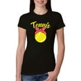 thumbnail image 1 of Wild Bobby, Tennis Mom Cute Bow Ribbon Tennis Ball, Mother's Day, Women Slim Fit Junior Tee, Black, X-Large, 1 of 3