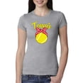thumbnail image 1 of Wild Bobby, Tennis Mom Cute Bow Ribbon Tennis Ball, Mother's Day, Women Slim Fit Junior Tee, Heather Grey, Large, 1 of 3