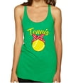 thumbnail image 1 of Wild Bobby, Tennis Mom Cute Bow Ribbon Tennis Ball, Mother's Day, Women Tri-Blend Racerback Tank Top, Envy, Small, 1 of 3