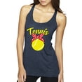 thumbnail image 1 of Wild Bobby, Tennis Mom Cute Bow Ribbon Tennis Ball, Mother's Day, Women Tri-Blend Racerback Tank Top, Vintage Navy, Small, 1 of 3