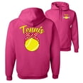 thumbnail image 1 of Wild Bobby,Tennis Mom Cute Bow Ribbon Tennis Ball Sports Front and Back Unisex Graphic Hoodie Sweatshirt, Fuschia, 2XL, 1 of 2