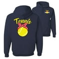 thumbnail image 1 of Wild Bobby,Tennis Mom Cute Bow Ribbon Tennis Ball Sports Front and Back Unisex Graphic Hoodie Sweatshirt, Navy, X-Large, 1 of 2