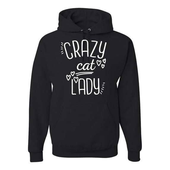 Wild Bobby, That Crazy Cat Lady, Pop Culture, Unisex Graphic Hoodie Sweatshirt, Black, Small